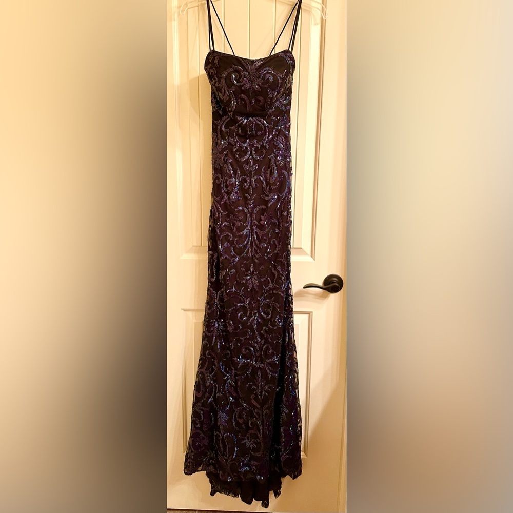 Elegant Navy Blue Sequin Dress